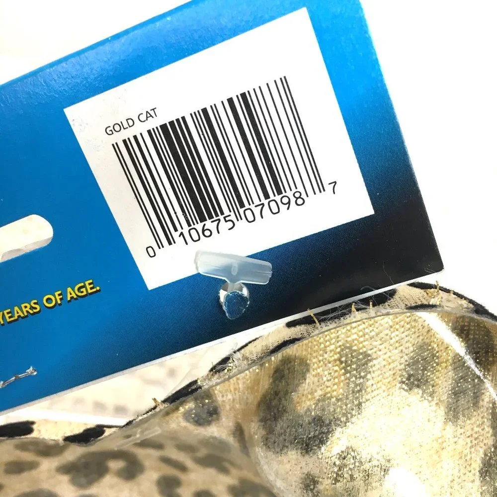 Cesar' Gold Metallic Flocked Black Cat Leopard Mask NWT NOS